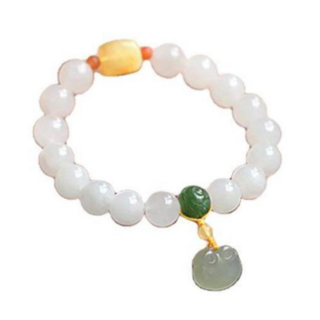 白玉和田玉手串手鍊，蜜蠟平安如意鎖吊墜，女生禮物首選