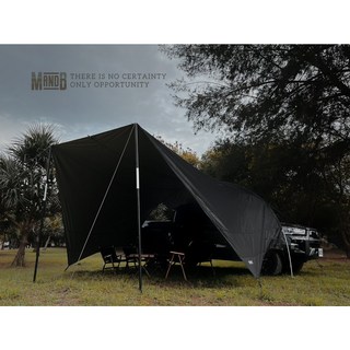 MB露營狂 MBCF 47云坦延伸天幕 (銀膠版/車邊帳/車尾帳), 黑色，銀色