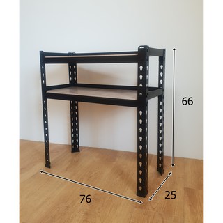 台中懶骨頭角鋼 輕型角鋼架 桌上層架 免螺絲 DIY 工業風, 角鋼:平光黑,木板:MDF雙面貼皮, 2層