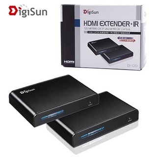 DigiSun EH120IP HDMI 影音訊號延長器，Cat5/5e/6 網路線傳輸，120公尺遠距，IP連線無限距離，IR紅外線回傳, 1個