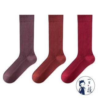 NicoFun 一日遊 雙針堆堆襪 中筒襪 AAAAA級消臭 加厚溫暖舒適 女款多色三雙組 (22-25cm)