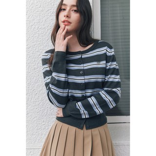 韓國 GENERAL IDEA 女條紋圓領針織開襟衫 WBE1L04504，時尚百搭，展現您的優雅氣質