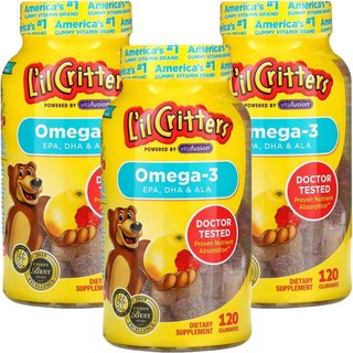 L'il Critters Omega3 DHA覆盆子檸檬軟糖, 120顆, 3罐