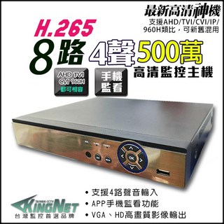 H.265 8路4聲 5合1監控主機 (AHD/TVI/CVI/1080P/960H/IPCAM), 詳見包裝
