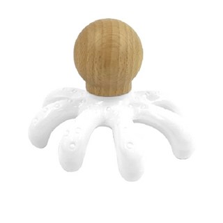 木製章魚按摩器 八抓按摩器 按摩紓壓 按摩器 穴道按摩 e鞋院, 原木色+白色, 1個