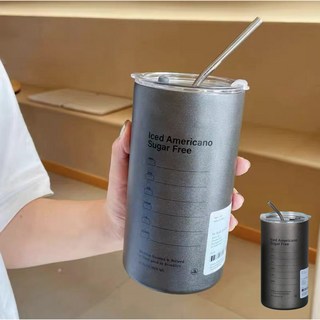 食品級304不鏽鋼美式咖啡隨行保溫杯, 美式咖啡杯【深灰色】, 1個, 600ml