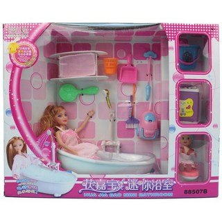 花嘉寶 芭比娃娃迷你浴缸組 88507B 一般娃娃玩具, 粉色系, 1個