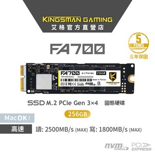 AITC 艾格 FA700 M.2 Mac 2280 PCIe NVMe 256GB 固態硬碟 - 蘋果電腦專用高速SSD，五年保固