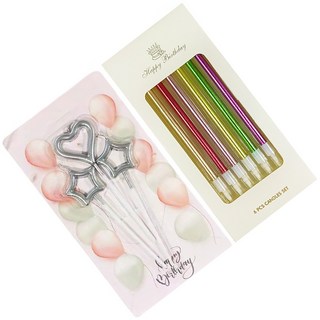 生日蛋糕蠟燭愛心星星造型裝飾組 | 派對佈置浪漫週歲週年慶, 紫色-細桿蠟燭（6入）, 紫色, 1個