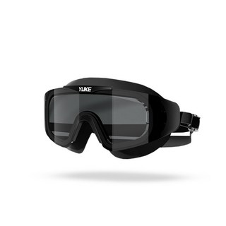 YLIKE 大框防霧成人泳鏡 廣角抗光設計 全貼合防進水 附收納盒, 暗夜黑, 1個