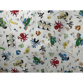 日本布 插畫家 浦島太郎 童話故事塗鴉布 一尺價 牛津布 牛津棉 手作布料 純棉, 詳見包裝, 詳見包裝, 淺米白