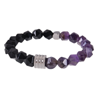 10MM切面 黑曜石/紫水晶/綠松石/虎眼石 串珠手鍊/手環