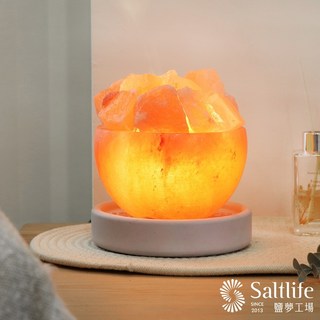 鹽夢工場 清水模系列 招財進寶 6吋玫瑰鹽燈聚寶盆, 6吋玫瑰聚寶盆｜單品