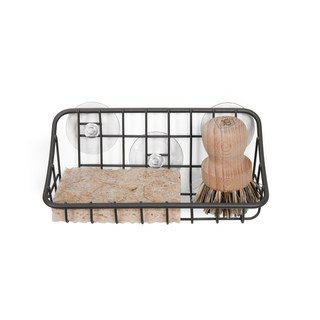 SPECTRUM Diversified Designs 網格吸盤水槽收納架 菜瓜布架, 1個, 黑色