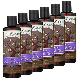 DR.WOODS Raw黑皂精典沐浴露, 6瓶, 236ml