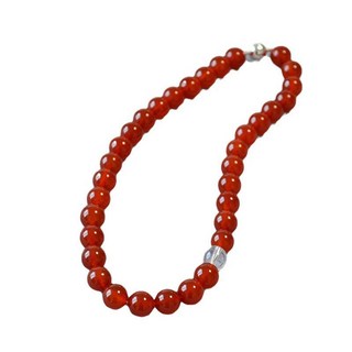 紅瑪瑙串珠項鍊 法式復古磁吸項鍊 白水晶點綴 高級感項鍊女 送禮推薦