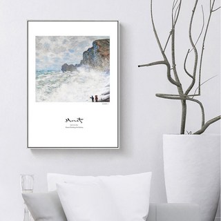 莫內 大岩門&艾特達 掛畫, B款-白框,30*40CM