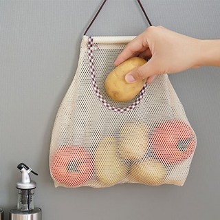 BO雜貨 蒜頭袋 透氣網袋 壁掛式收納袋 廚房蔬果收納, 隨機出貨, 1個