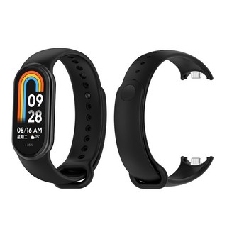 Xiaomi 小米手環8/9/10 矽膠錶帶 18.5mm 替換腕帶 時尚配件, 黑色, 1個