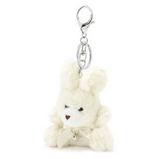 LOVETOXIC CM愛心蝴蝶結兔子絨毛玩偶掛飾, 1個, 乳白色