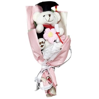 畢業花束 大熊針織花畢業禮物：獨特設計，溫馨祝福，畢業季送禮首選, 粉色, 1