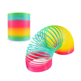 彩虹彈簧圈 彩虹圈 彈簧 手眼協調 商檢合格 玩具 復古童玩 塑膠玩具 懷舊玩具 妙妙圈 七彩彈簧 舒壓玩具, 大號顏色隨機