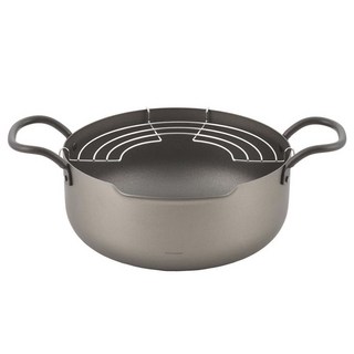 YOSHIKAWA 吉川 便攜式油炸鍋, 1個, 黑色, 22cm