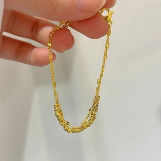 B837．雙層疊戴手鍊 碎金子雙層手鏈 韓版冷淡風氣質銀飾飾品 手環 手鏈 手飾 抗過敏 防過敏 簡約原創設計手鍊 首飾