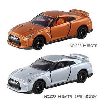 【美國媽咪】TOMICA 多美小汽車NO. 23 NISSAN GTR普通 初回限定版 同捆組, 一般款-橘色(無車貼)