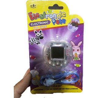 彩色心形圓形電子雞寵物機掌上型電玩，168合1多種動物選擇，兒童益智玩具, 透明白, 1