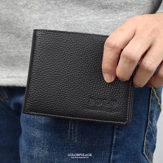 真皮短夾 英字壓紋男生皮夾 NWA3 - 時尚簡約、多卡位設計