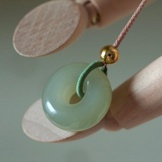 和田玉平安扣項鍊 繩鍊 青玉吊墜 轉運保平安 簡約氣質款