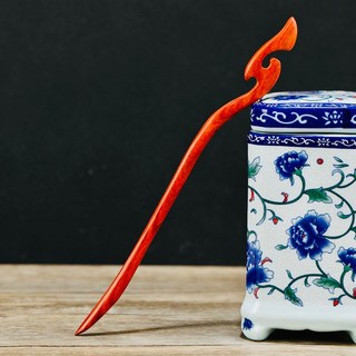 天龍紡 綠檀木烏木髮簪 加長款23cm - 檀木髮簪 黑檀木髮簪