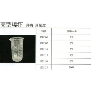 台製高型燒杯, 高型燒杯,600ml