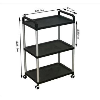 酒店塑料手推餐車 多功能移動收集車 餐廳收碗餐車 食堂餐具手推車, 3, Black