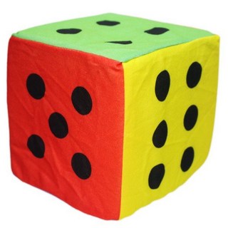 15cm 海綿骰子 鈴鐺骰子 6吋骰子 布骰子 安全骰子 泡綿骰子 毛絨布數字甩子 海綿色子, 多色, 1個