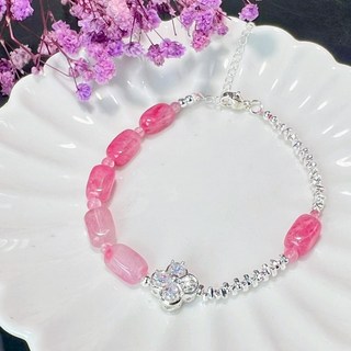 櫻花雨薔薇石碎銀設計款手鍊，粉嫩薔薇石，優雅碎銀，展現女性溫柔氣質