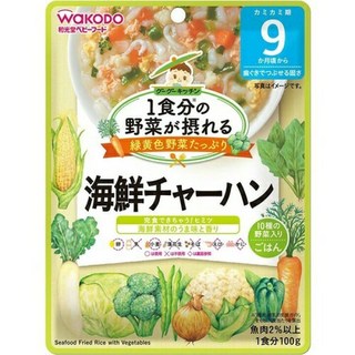 和光堂 WAKODO 9個月寶寶粥 1份蔬菜 副食品 日本代購 現貨, 100g, 1個, 海鮮蔬菜炒飯/2026.06