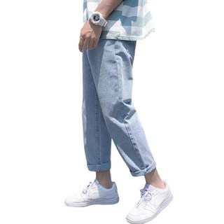 【Comoon_Shop】日系牛仔褲男 S-3XL oversized 男褲 水洗牛仔褲 男生牛仔褲 闊腿寬褲九分直筒褲