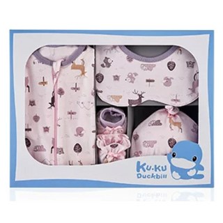 【美國媽咪】KUKU 酷咕鴨 北歐迷境森林包巾禮盒 嬰兒禮盒 彌月禮盒 超好眠成長包巾 KU2778 粉 藍
