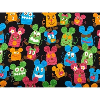 「上巧手創」日本布 設計師 活潑老鼠 一尺價 限量 牛津棉布 手作材料 拼布材料, 黑, 詳見包裝