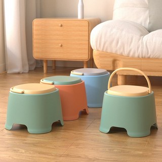 軟糖提手椅 (綠橙藍) 塑膠椅 板凳 椅子 休閒椅 小孩矮凳 可堆疊 止滑 浴室, 椅腳-綠色,中(超取最多6張), 1個