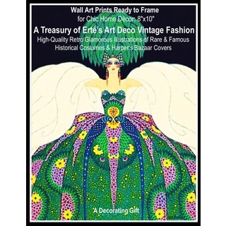 可裱框牆壁藝術印刷品 打造時尚家居裝飾： 8"x10" Erté 裝飾藝術復古時尚珍藏... 平裝版, 獨立出版, 英文