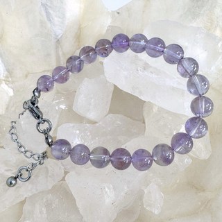 現貨實拍 紫晶手鏈 紫幽靈 紫水晶 水晶手鍊 水晶手串 淡紫 原礦手鏈 礦石手鏈 可調長