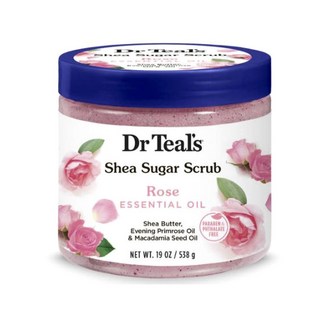 Dr Teal's 玫瑰精油乳木果油身體磨砂膏, 1組, 538g