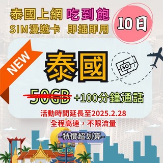泰國DTAC 10日吃到飽網卡 (50GB高速), 泰國10天吃到飽DTAC電信Happy, 1入
