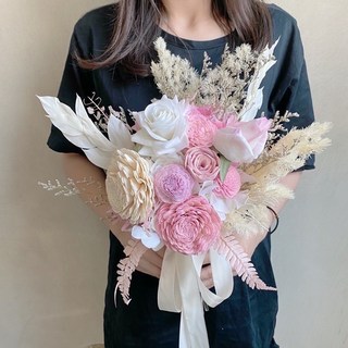 ONEDAY 莫蘭迪色系手捧花 新娘捧花 外拍捧花 花束, 粉色系