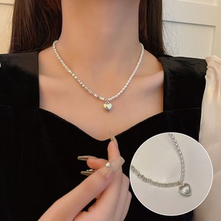 韓版質感項鍊-8 愛心珍珠