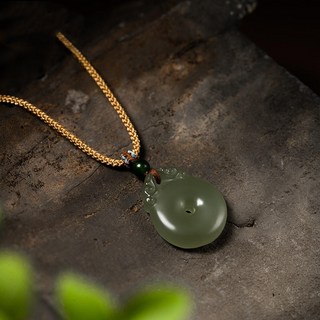 和田玉平安扣項鍊 玉石吊墜項鍊 女款玉墜 保平安編繩項鍊 禮物