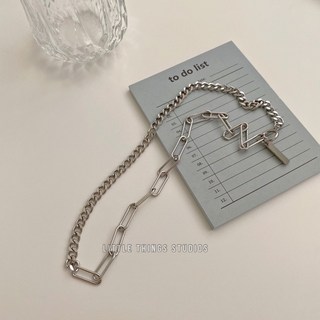 實拍 設計款 設計 拼接 項鍊 醫療鋼 鎖鏈 脖鍊